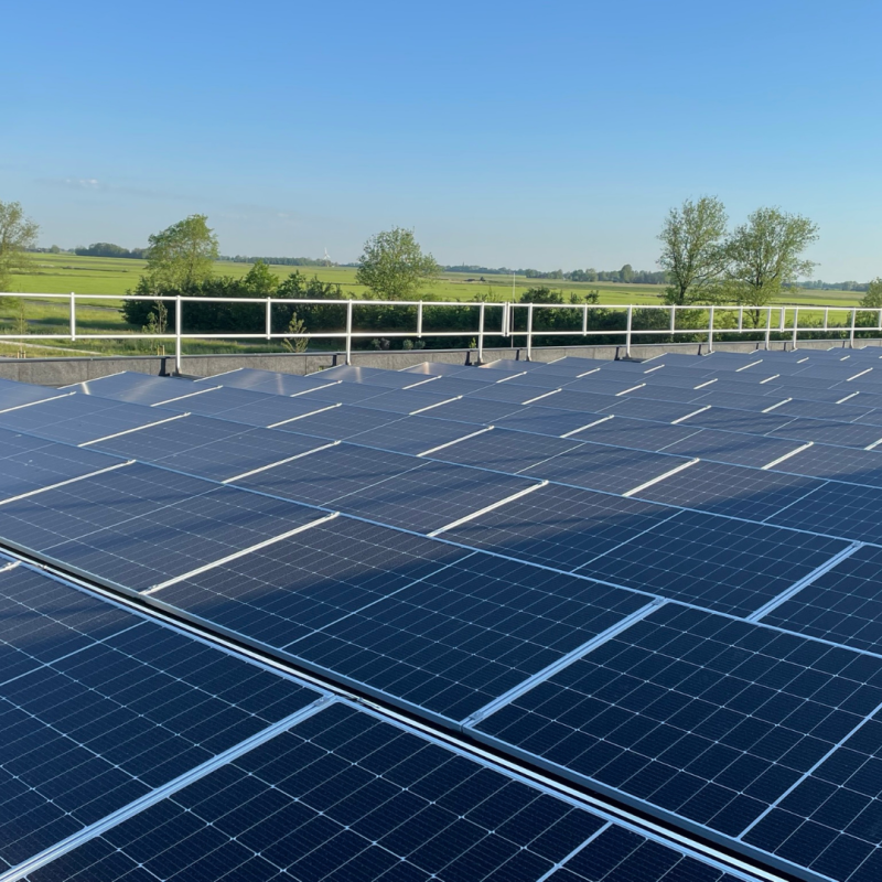 Zonnepanelen op een plat dak